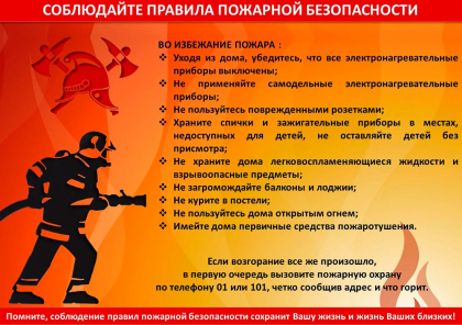 Соблюдение правил пожарной безопасности сохранит вашу жизнь и жизнь ваших близких